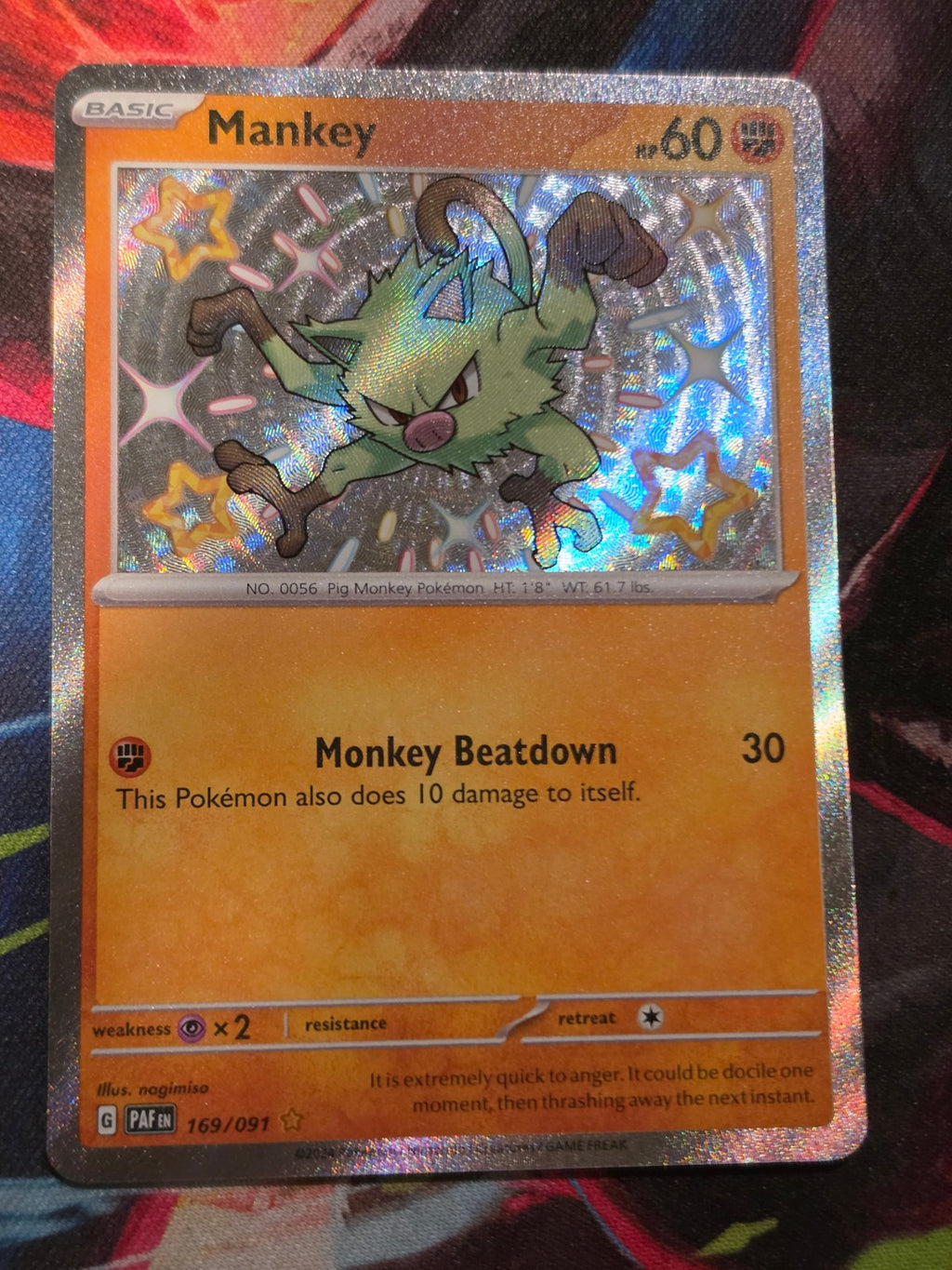 Mankey Shiny Rare Paldean Fates 169/091 NM Pokemon