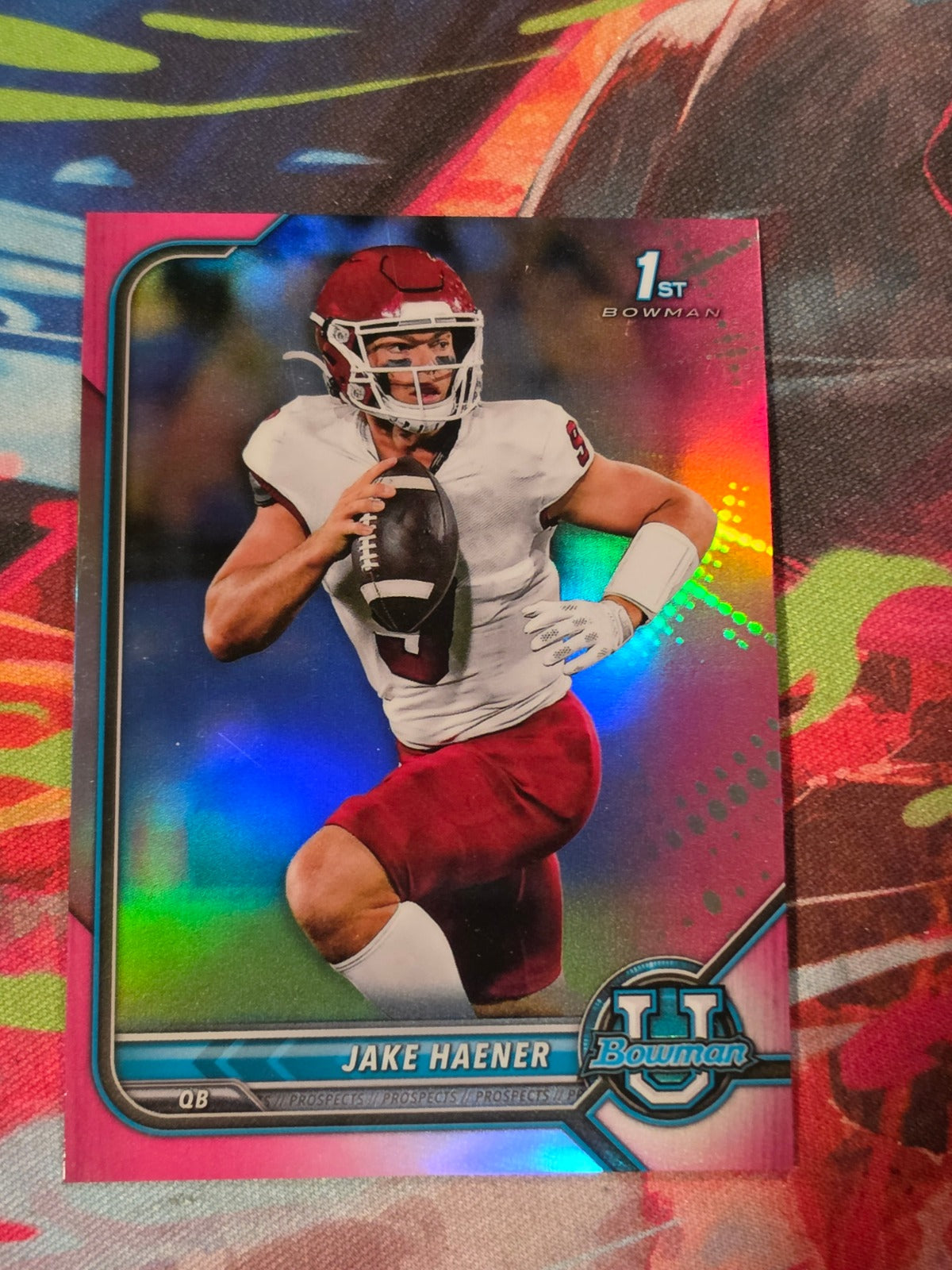 Jake Haener 2021-22 Bowman University - Chrome Prospects Pink Refractor 78 NM Football