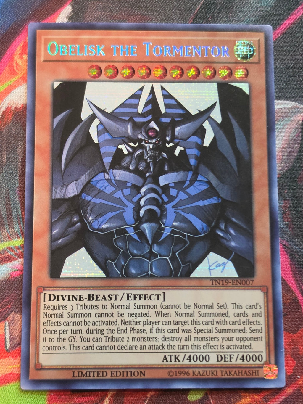 Obelisk the Tormentor Prismatic Secret Rare 2019 Gold Sarcophagus Tin TN19-EN007 Limited Edition LP Yu-Gi-Oh!