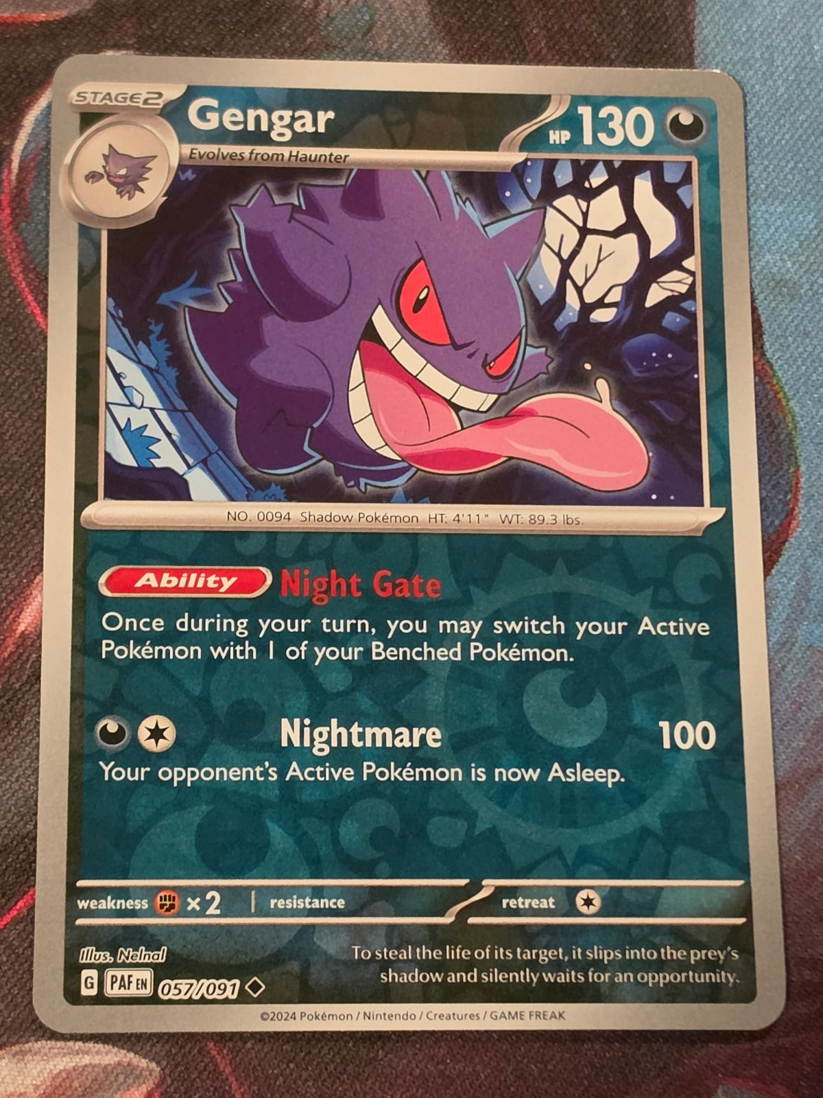 Gengar Reverse Holo Uncommon Paldean Fates 057/091 NM Pokemon