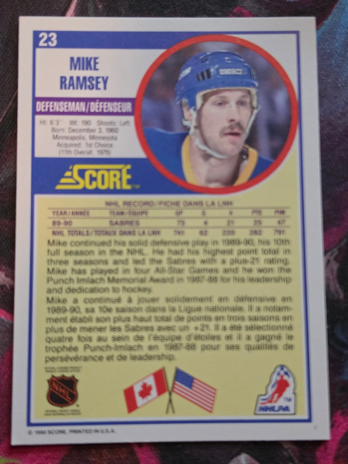 Mike Ramsey 1990-91 Score Canadian #23 NM Hockey (Back)