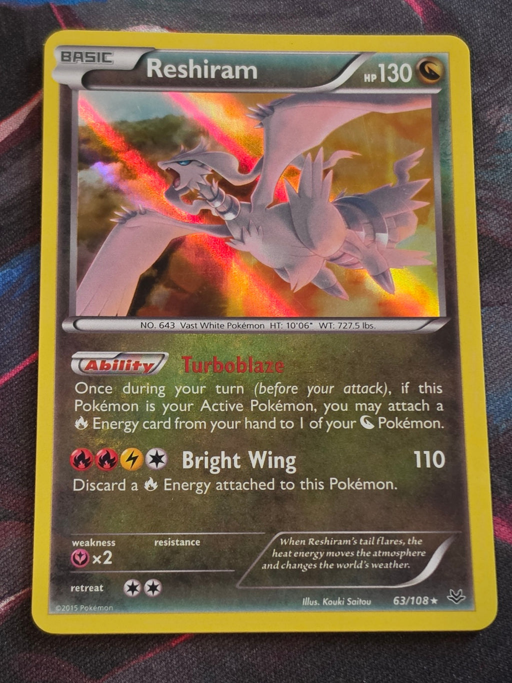 Reshiram - 63/108 - XY - Roaring Skies - Holo Rare - LP - Pokemon