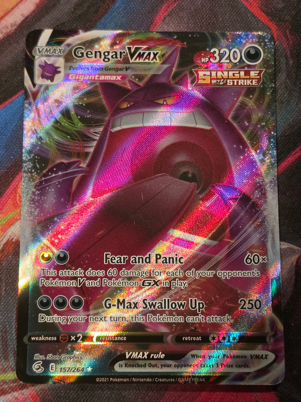 Gengar VMAX Ultra Rare Fusion Strike 157/264 HP Pokemon