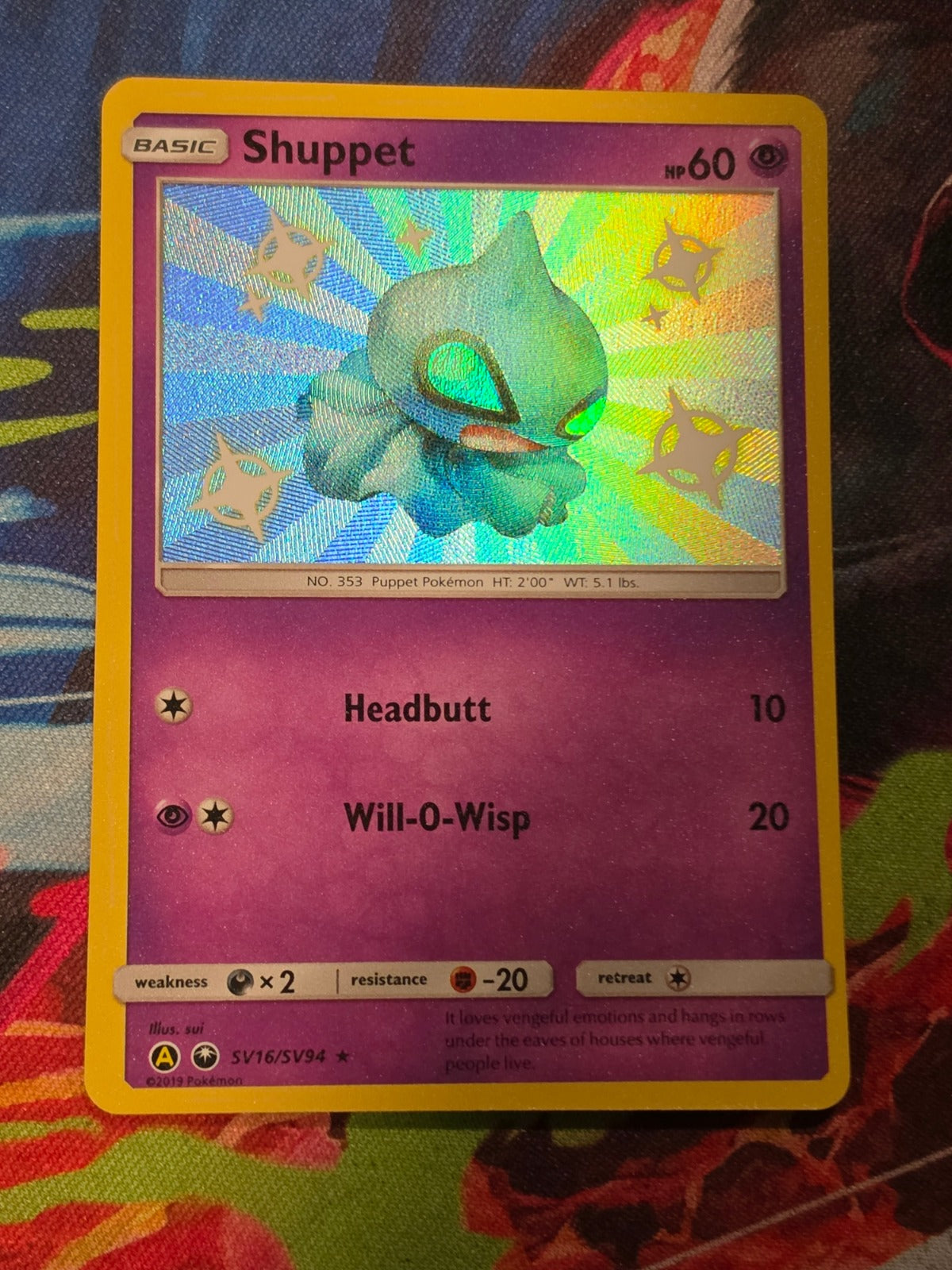 Shuppet Shiny Holo Rare Hidden Fates: Shiny Vault SV16/SV94 NM Pokemon