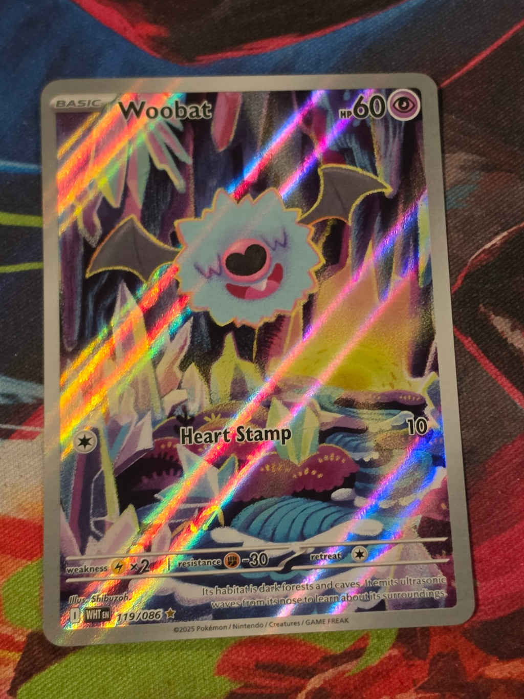 Woobat Illustration Rare White Flare 119/086 NM Pokemon