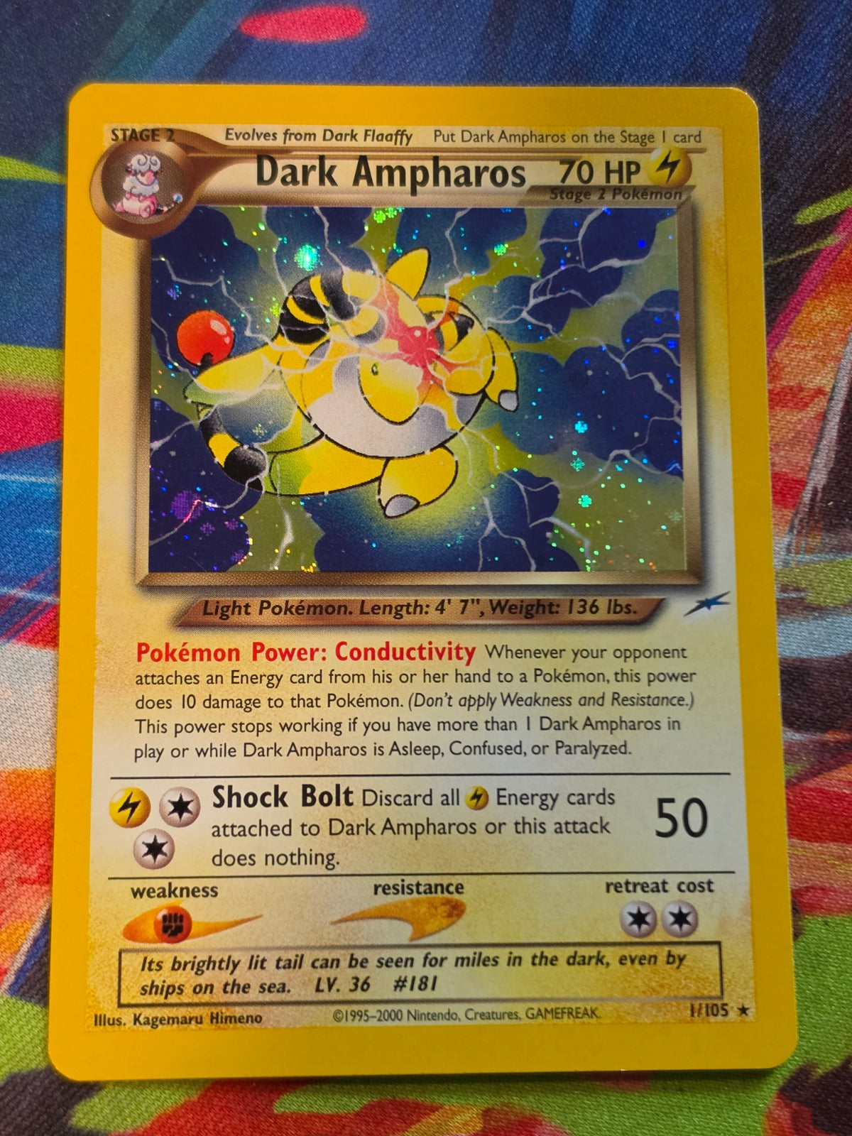 Dark Ampharos Holo Rare Unlimited Neo Destiny 001/105 LP+ Pokemon