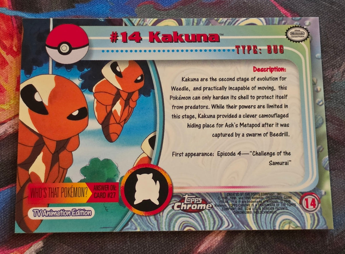 Kakuna #14 - 2000 Topps Chrome - NM - Pokemon (Back)
