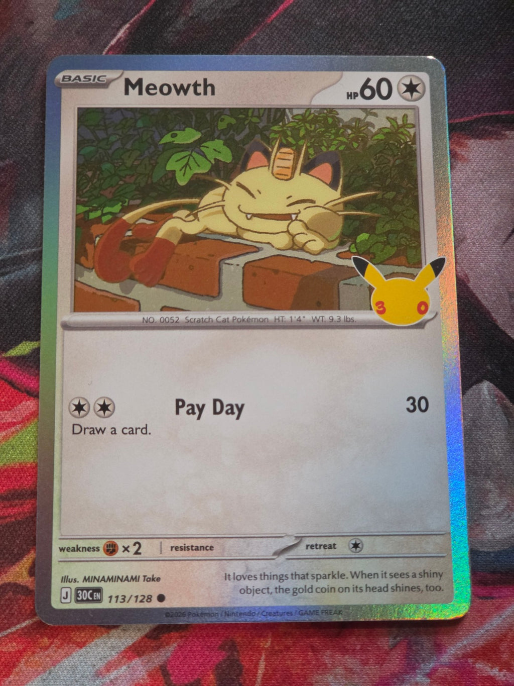 Meowth Common ME: 30th Celebration 113/128 NM Pokemon