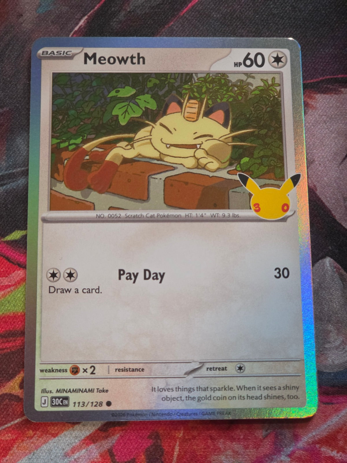 Meowth Common ME: 30th Celebration 113/128 NM Pokemon