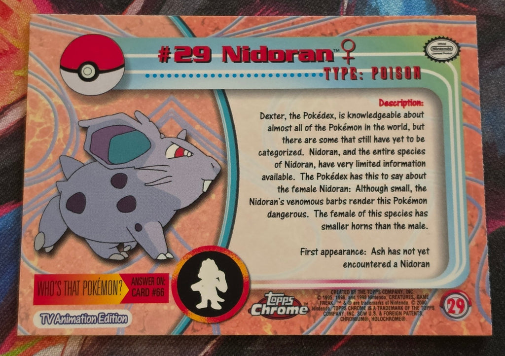 Nidoran♀ #29 - 2000 Topps Chrome - NM - Pokemon (Back)