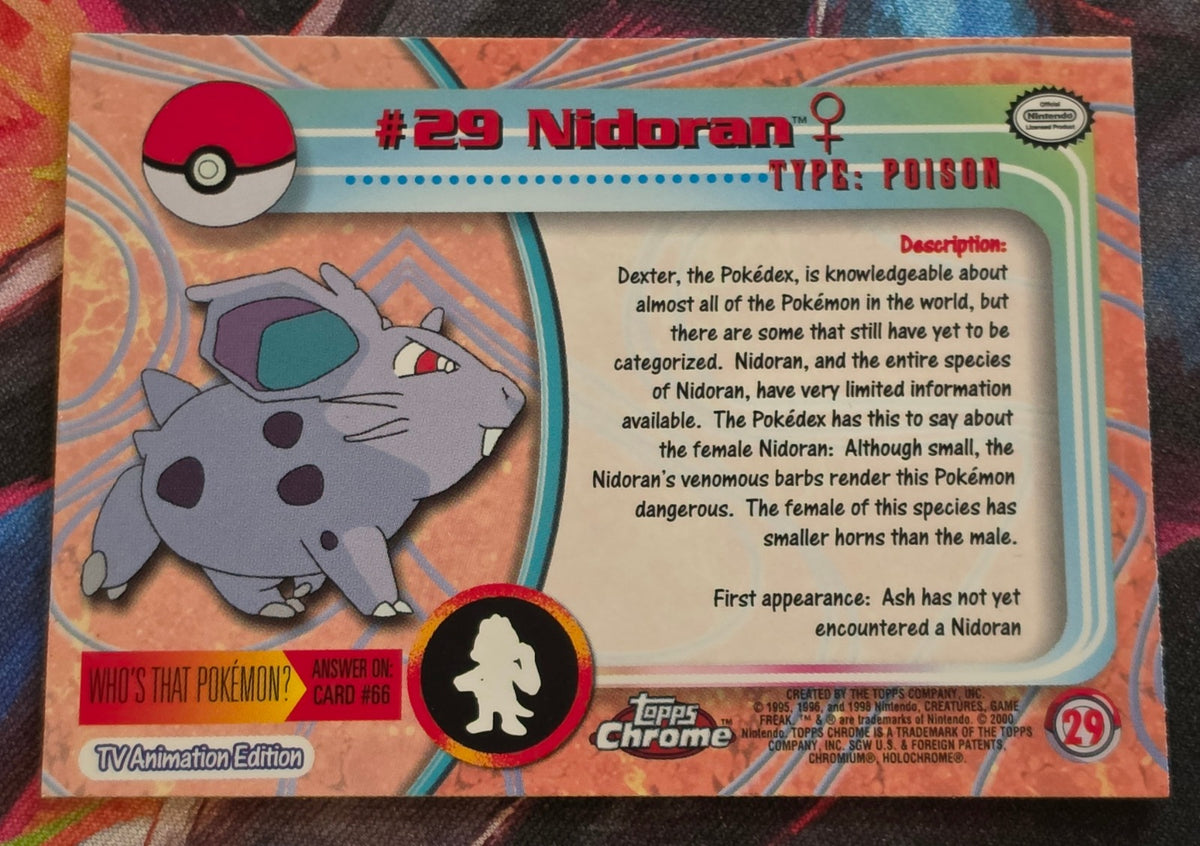 Nidoran♀ #29 - 2000 Topps Chrome - NM - Pokemon (Back)