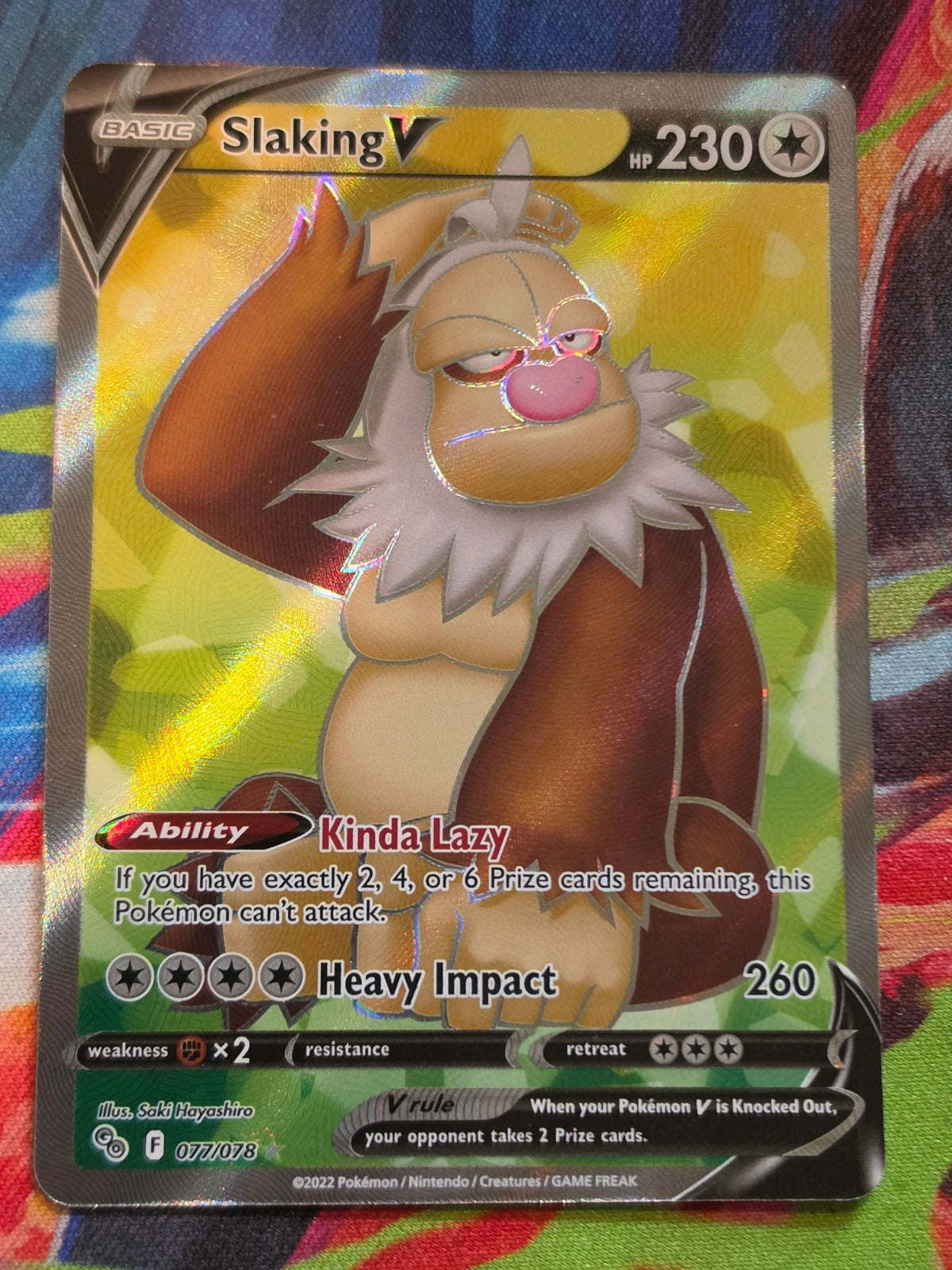 Slaking V (Full Art) Ultra Rare Pokemon GO 077/078 NM Pokemon