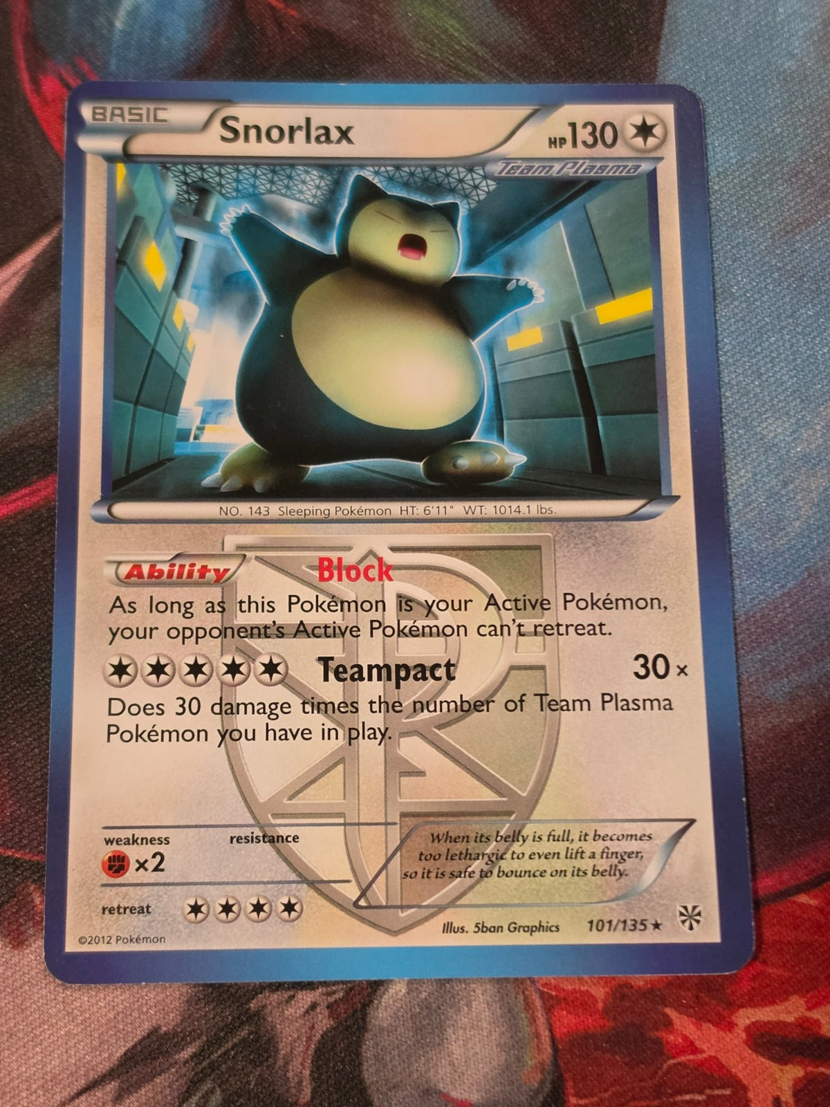 Snorlax (Team Plasma) - 101/135 - Plasma Storm - Rare - NM - Pokemon