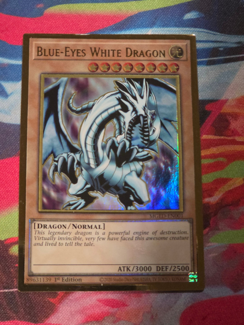 Blue-Eyes White Dragon Premium Gold Rare Maximum Gold: El Dorado MGED-EN001 1st Edition LP Yu-Gi-Oh!