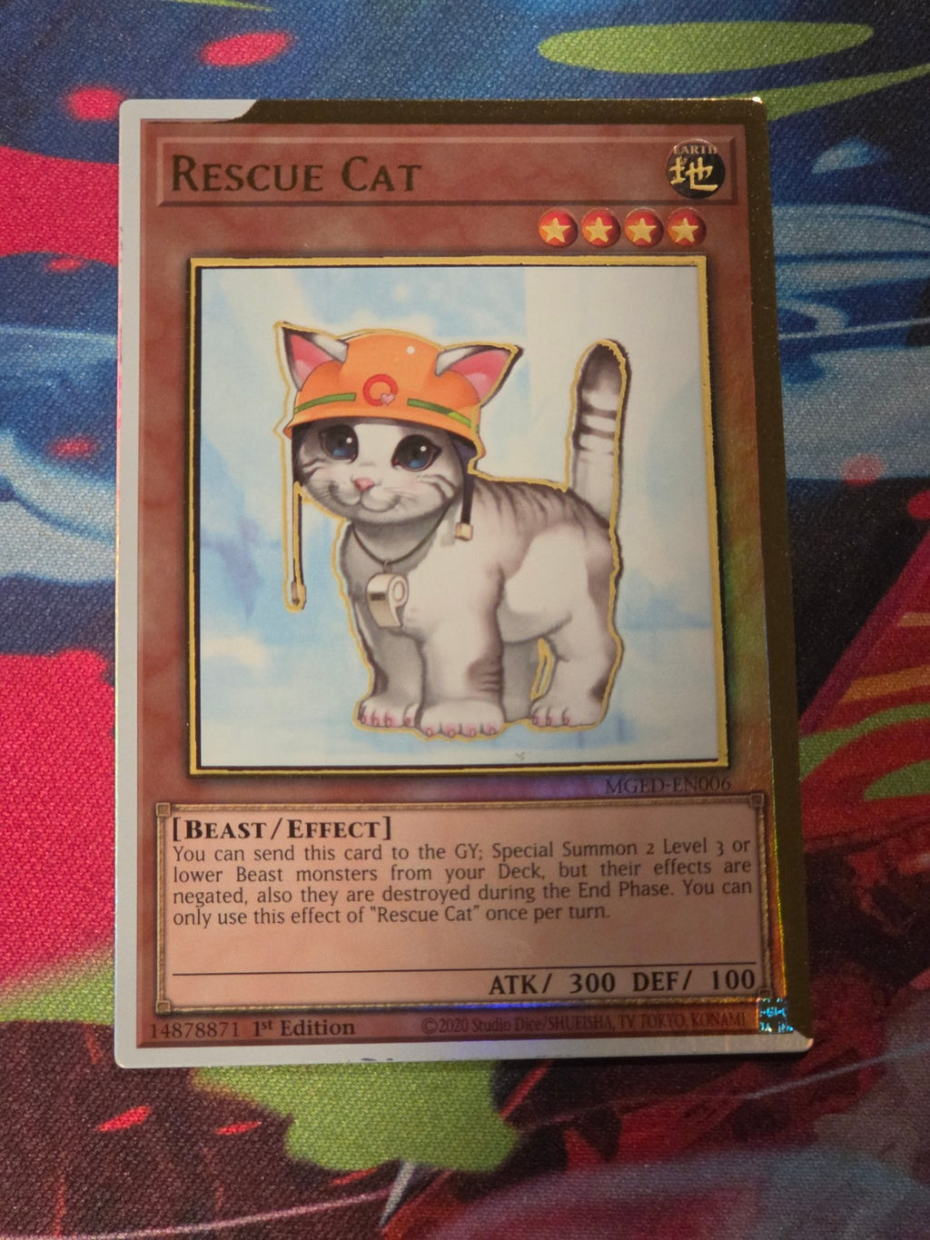 Rescue Cat Premium Gold Rare Maximum Gold: El Dorado MGED-EN006 1st Edition DMG Yu-Gi-Oh!