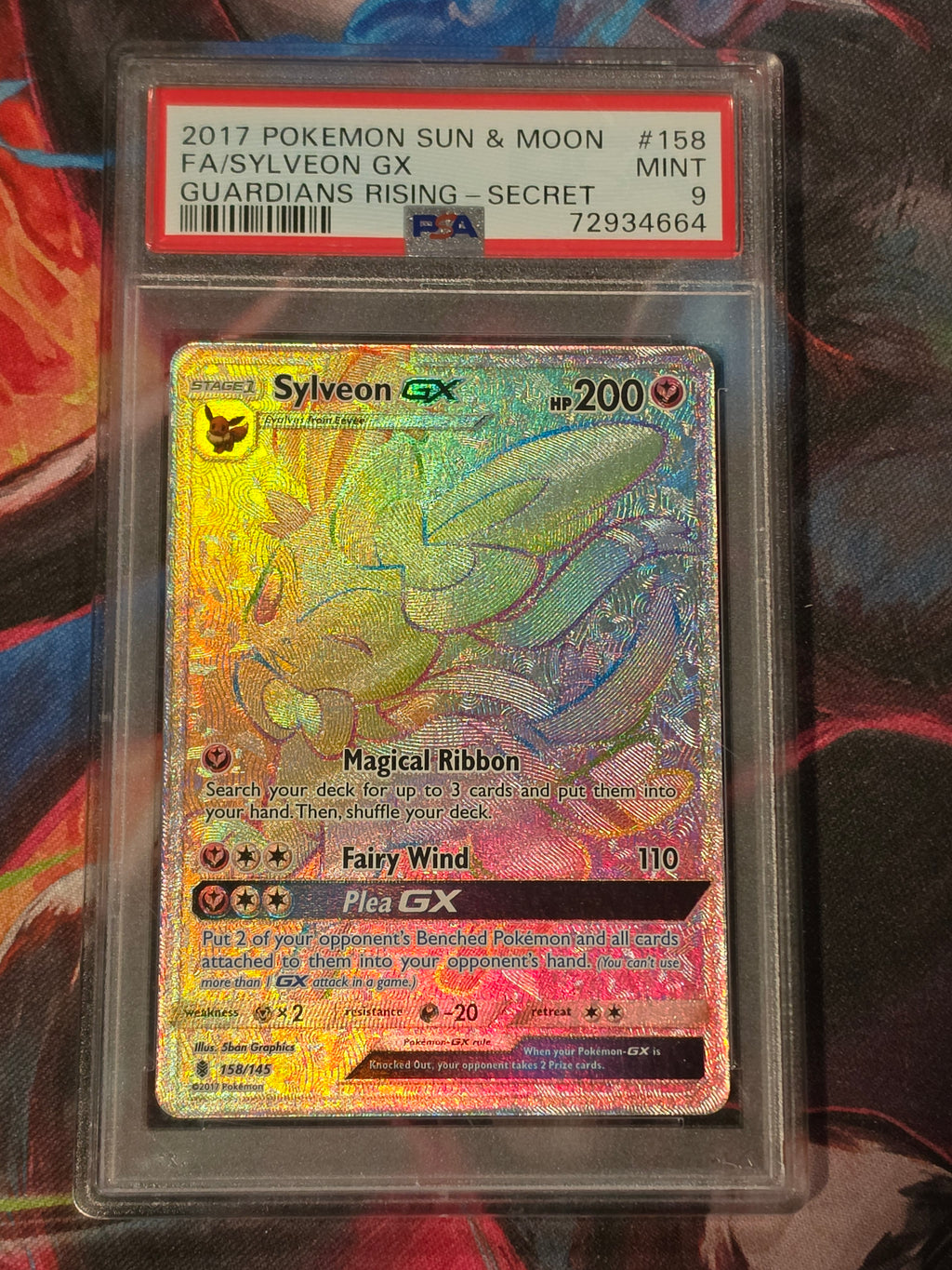 2017 Sylveon GX 158/145 Secret Rare - PSA 9 - Guardians Rising - Pokemon
