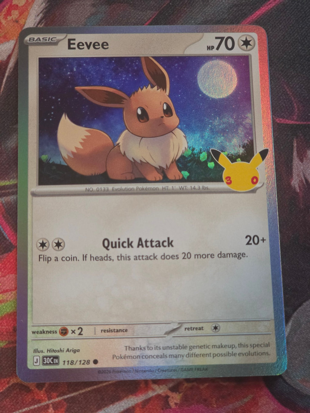 Eevee Common ME: 30th Celebration 118/128 NM Pokemon
