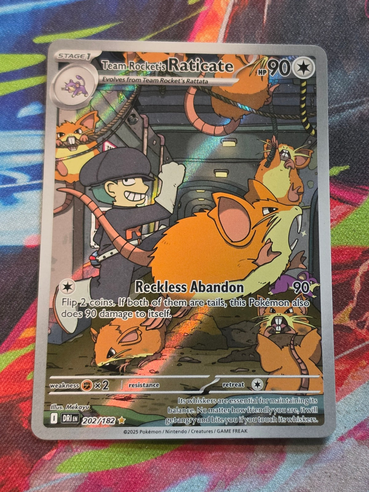 Team Rocket's Raticate Illustration Rare SV10: Destined Rivals 202/182 NM Pokemon