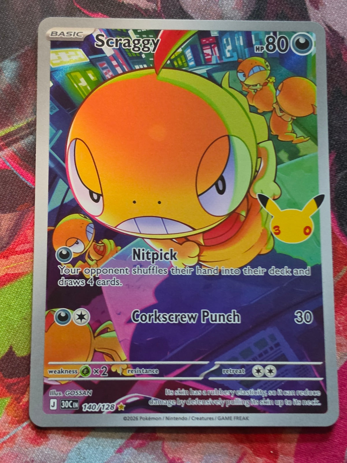 Scraggy Illustration Rare ME: 30th Celebration 140/128 NM Pokemon
