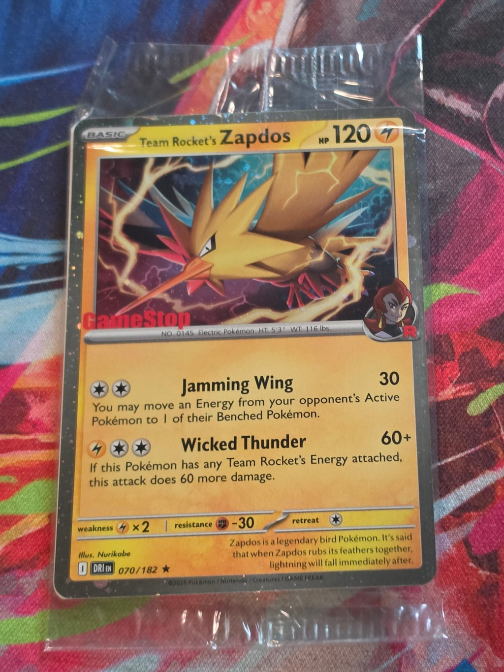 Team Rocket's Zapdos (Gamestop Exclusive) Promo Miscellaneous Cards & Products 070/182 NM SEALED Pokemon