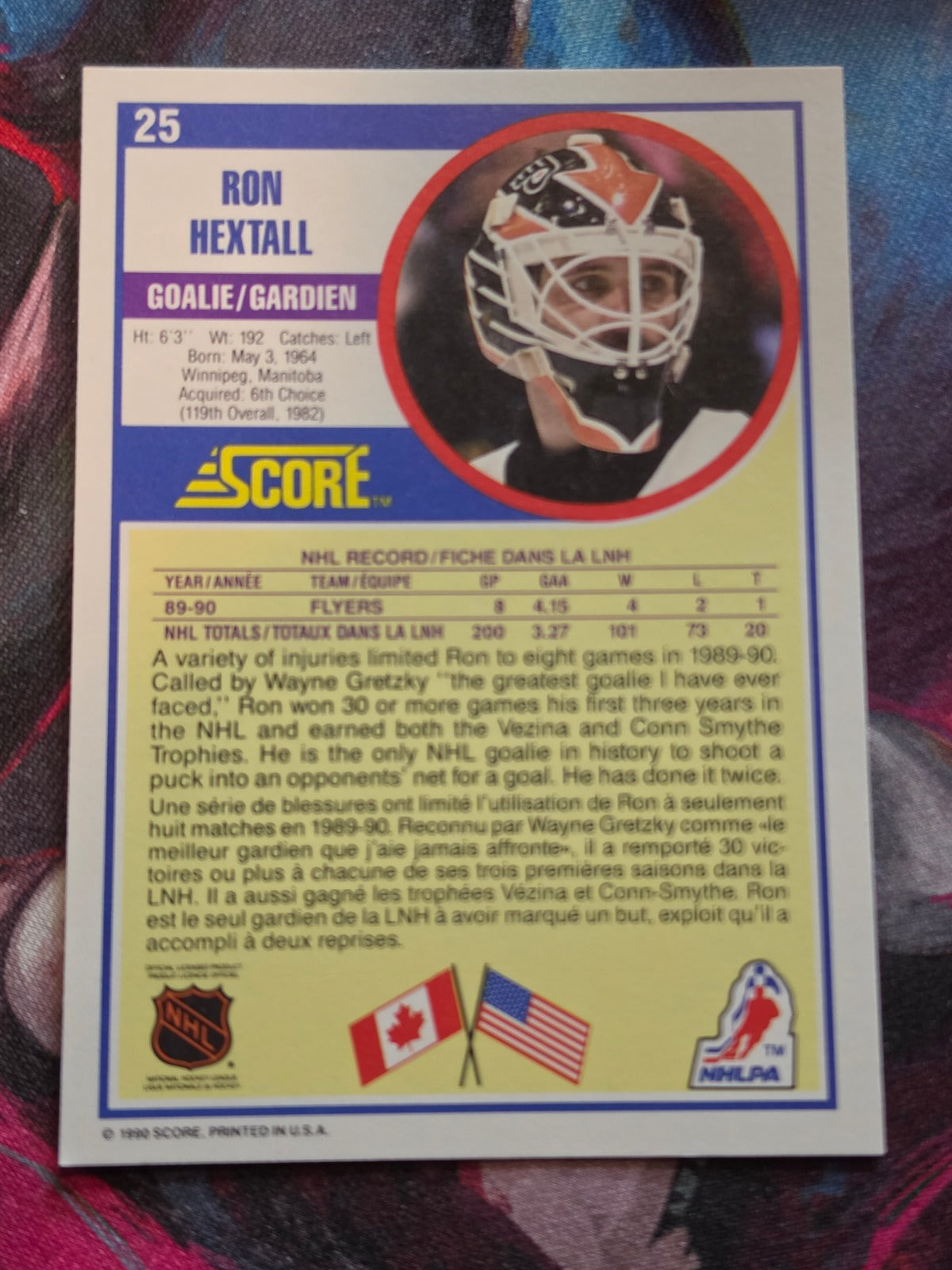 Ron Hextall 1990-91 Score Canadian #25 NM Hockey (Back)