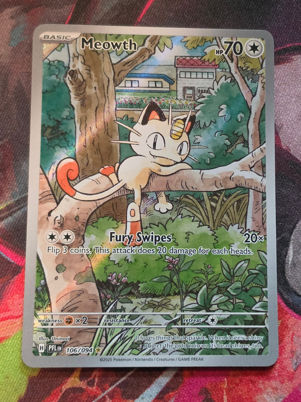 Meowth Illustration Rare Phantasmal Flames 106/094 NM Pokemon
