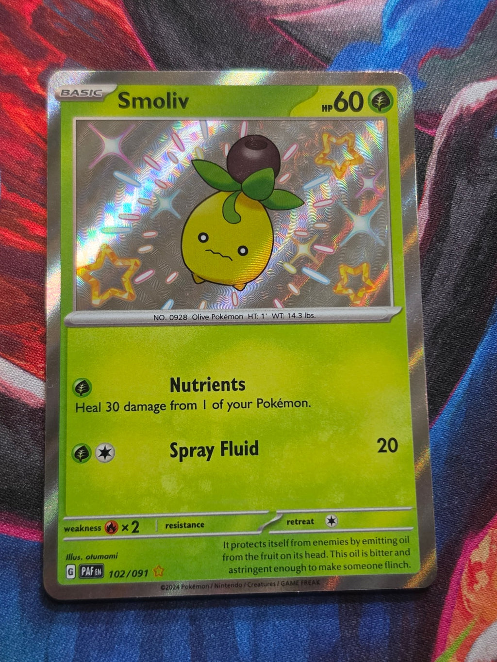 Smoliv Shiny Rare Paldean Fates 102/091 NM Pokemon