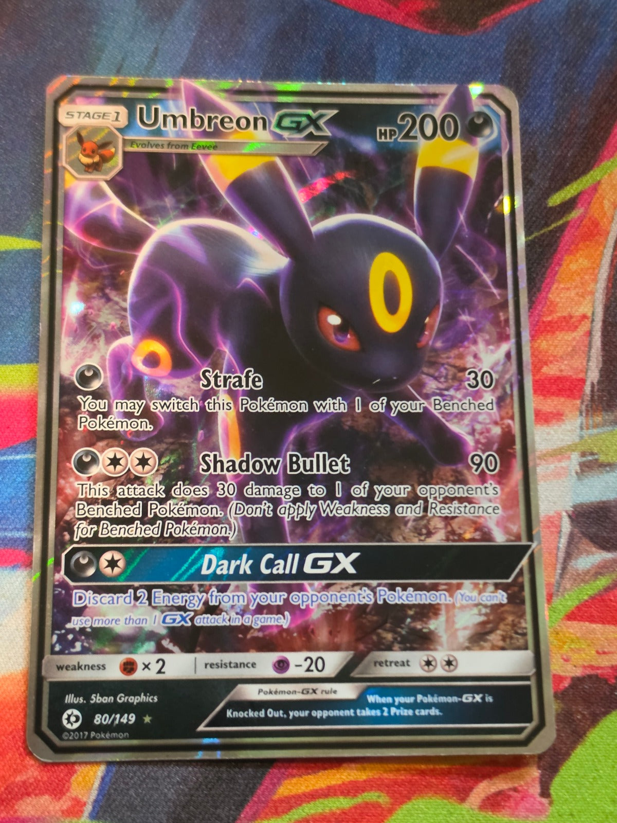 Umbreon GX Ultra Rare SM Base Set 80/149 LP+ Pokemon