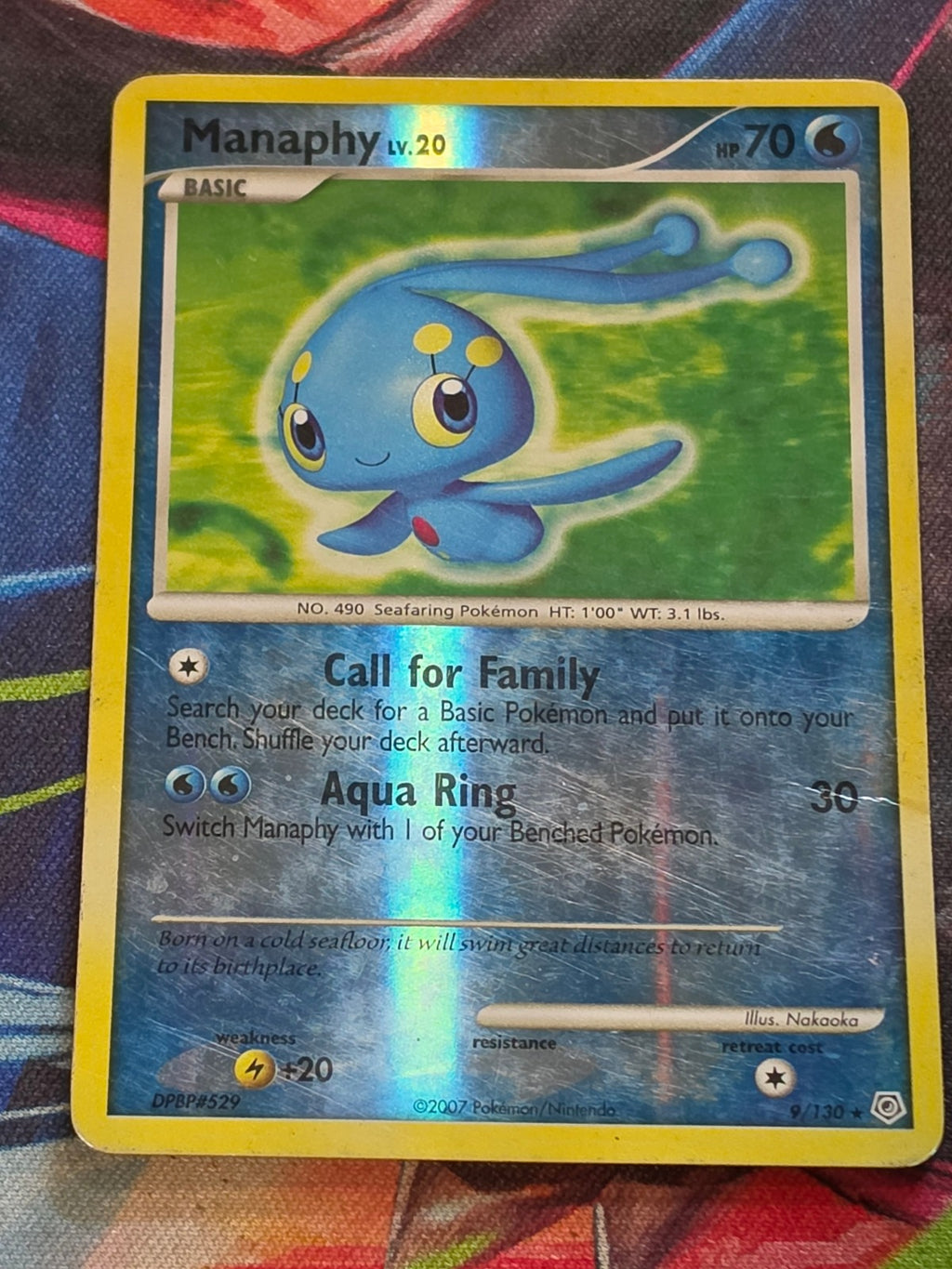 Manaphy - 9/130 - Diamond and Pearl - Holo Rare - Reverse Holo - HP Pokemon