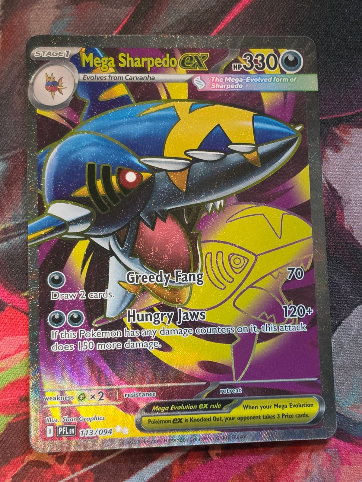 Mega Sharpedo ex Ultra Rare Phantasmal Flames 113/094 NM Pokemon