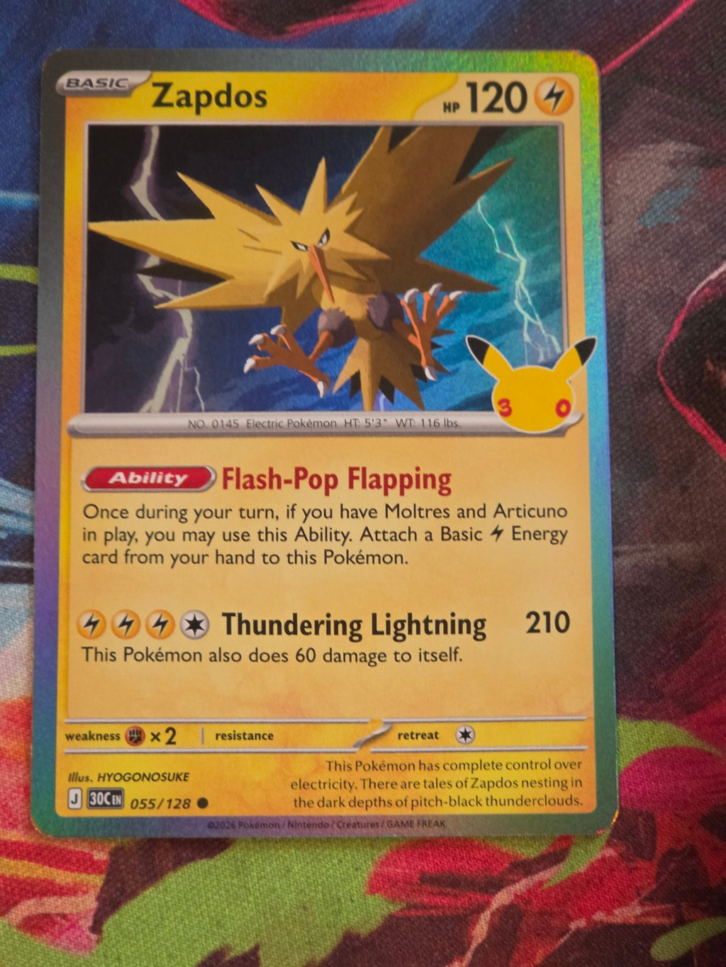 Zapdos Common ME: 30th Celebration 055/128 NM Pokemon