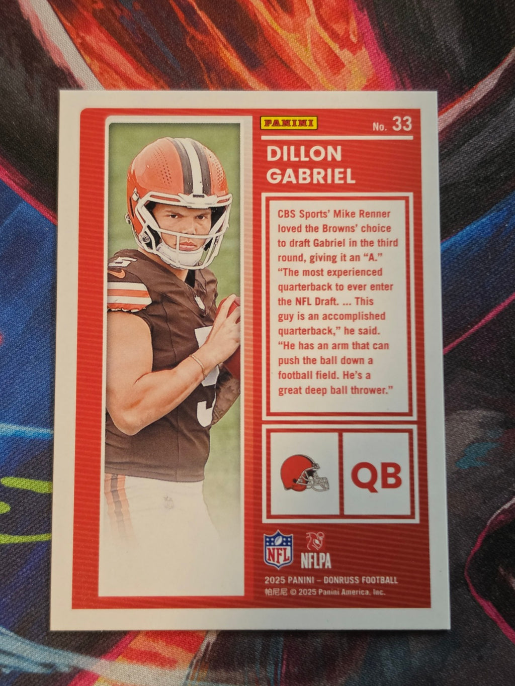 Dillon Gabriel 2025 Donruss - The Rookies 33 NM Football (Back)