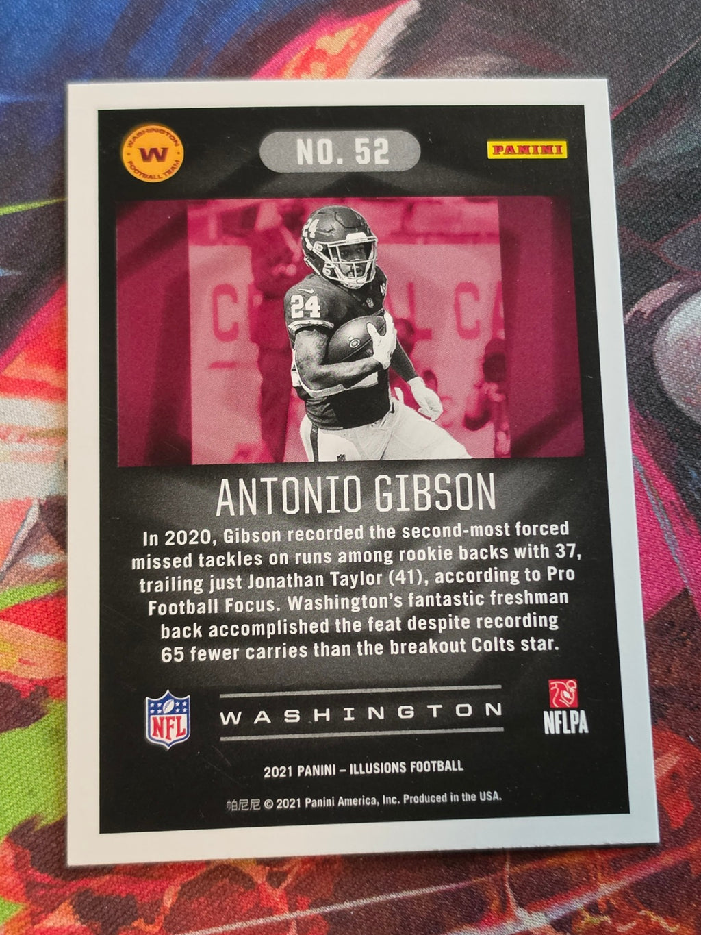 Antonio Gibson 2021 Panini Illusions 52 NM Football (Back)