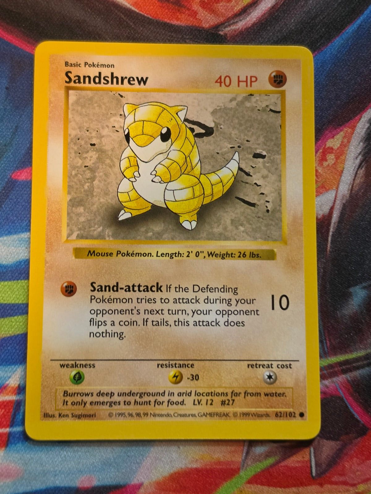 Sandshrew Shadowless Base Set Common 062/102 NM Pokemon