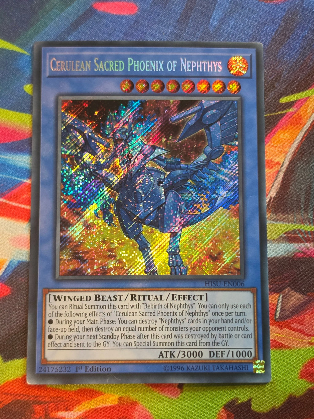 Cerulean Sacred Phoenix of Nephthys Secret Rare Hidden Summoners HISU-EN006 LP