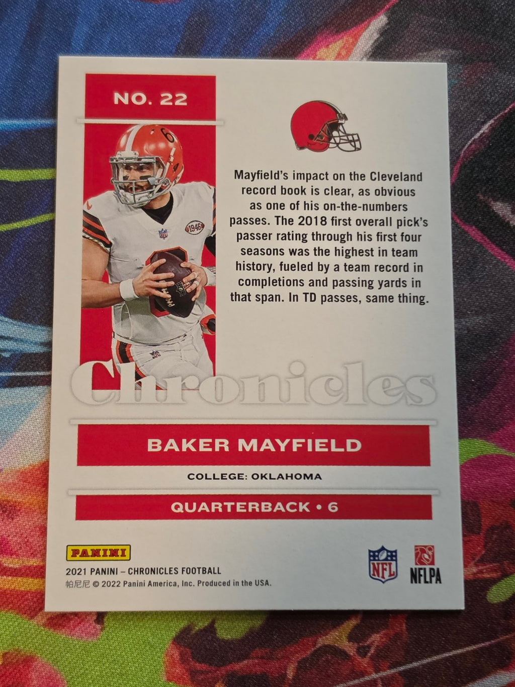 Baker Mayfield 2021 Panini Chronicles - Bronze 22 NM Football (Back)