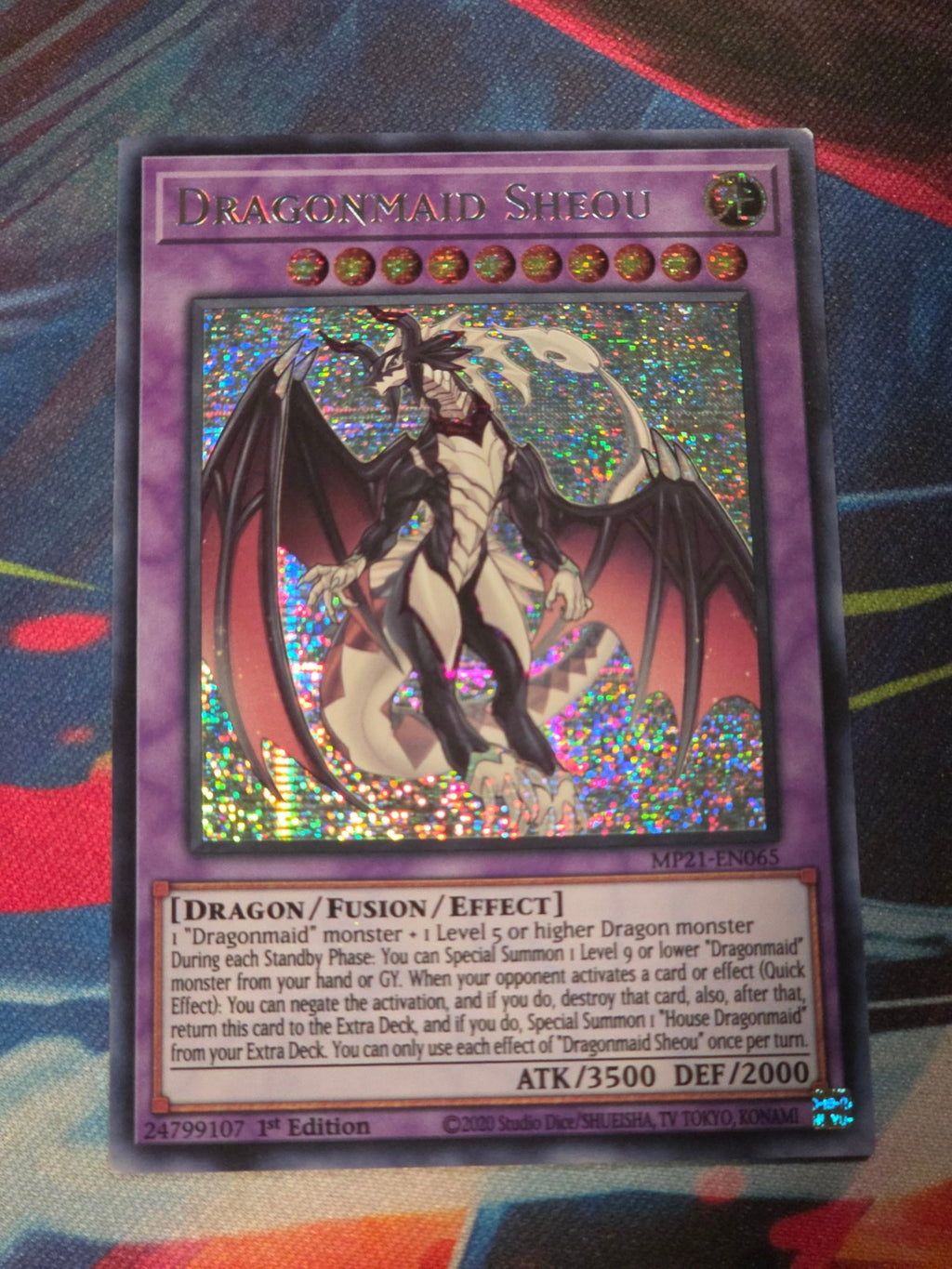 Dragonmaid Sheou Prismatic Secret Rare 2021 Tin of Ancient Battles MP21-EN065 1st Edition LP Yu-Gi-Oh!