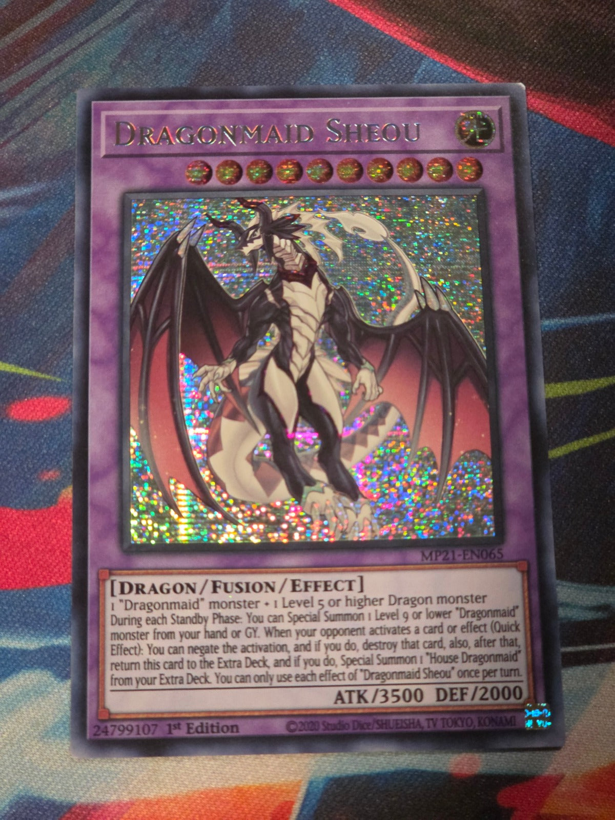 Dragonmaid Sheou Prismatic Secret Rare 2021 Tin of Ancient Battles MP21-EN065 1st Edition LP Yu-Gi-Oh!