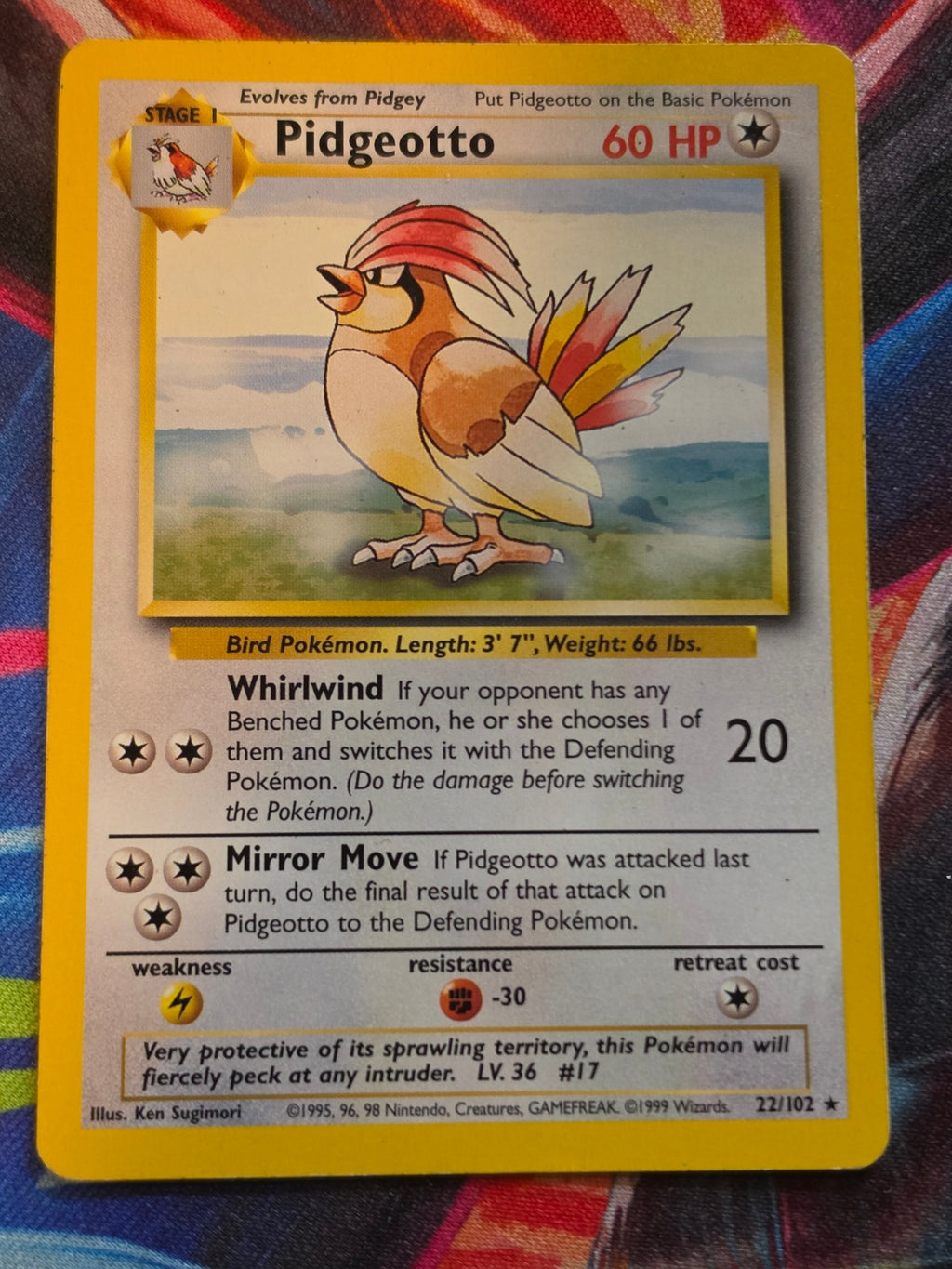 Pidgeotto Unlimited Base Set Rare 022/102 LP Pokemon
