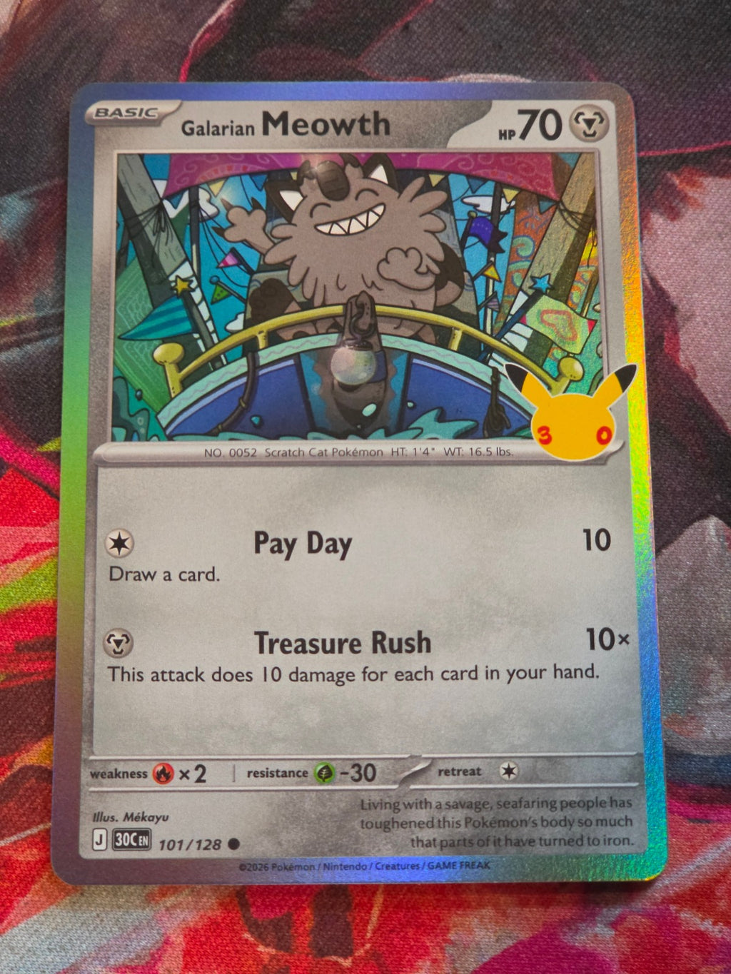 Galarian Meowth Common ME: 30th Celebration 101/128 NM Pokemon