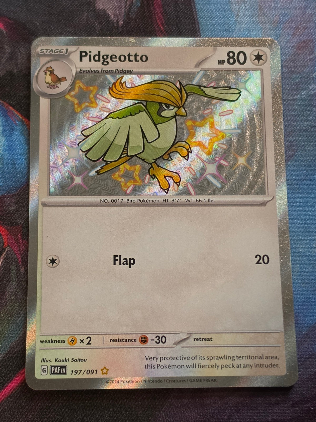 Pidgeotto Shiny Rare Paldean Fates 197/091 LP Pokemon