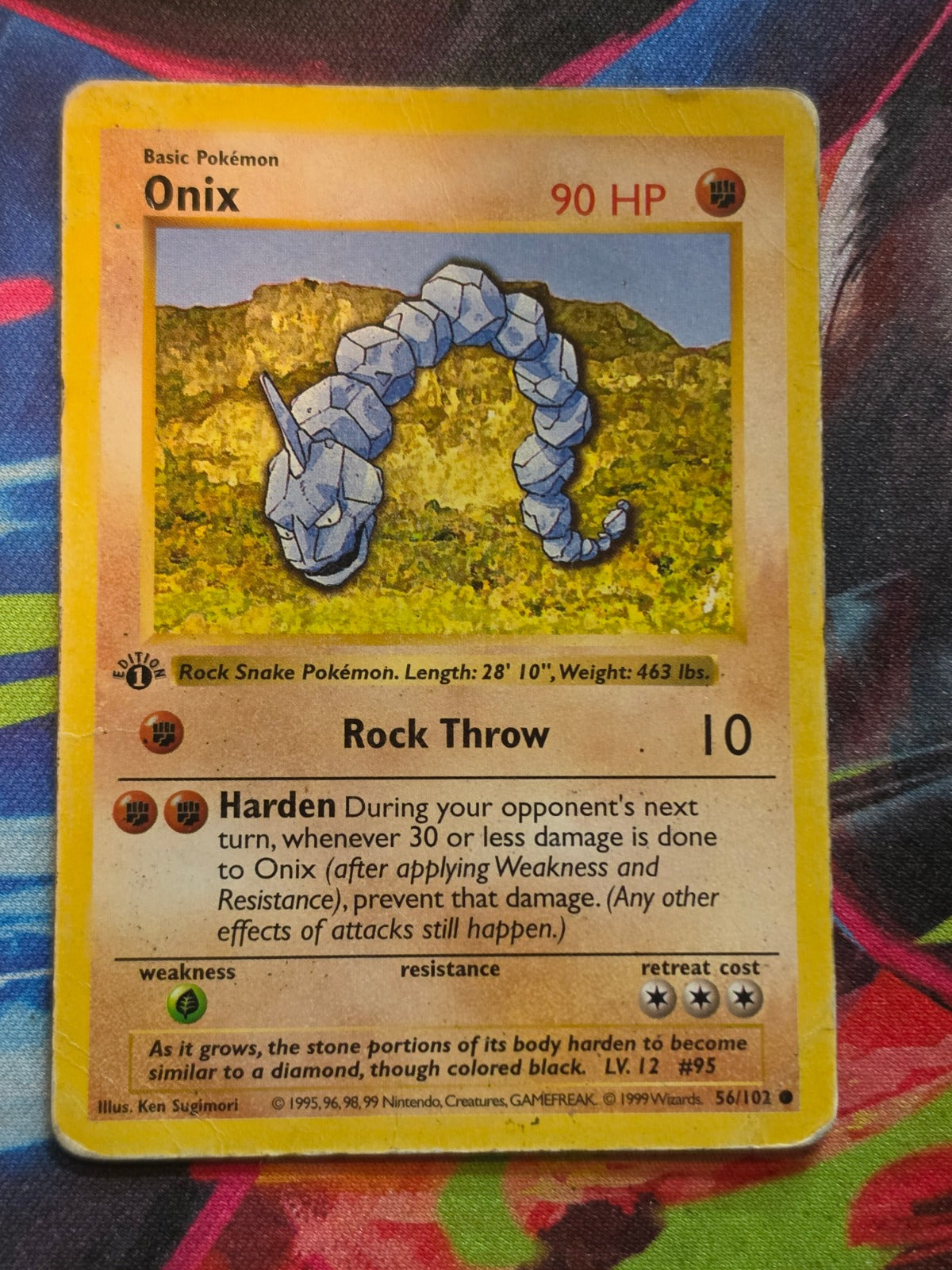 Onix 1st Edition Shadowless Base Set Common 056/102 HP Pokemon