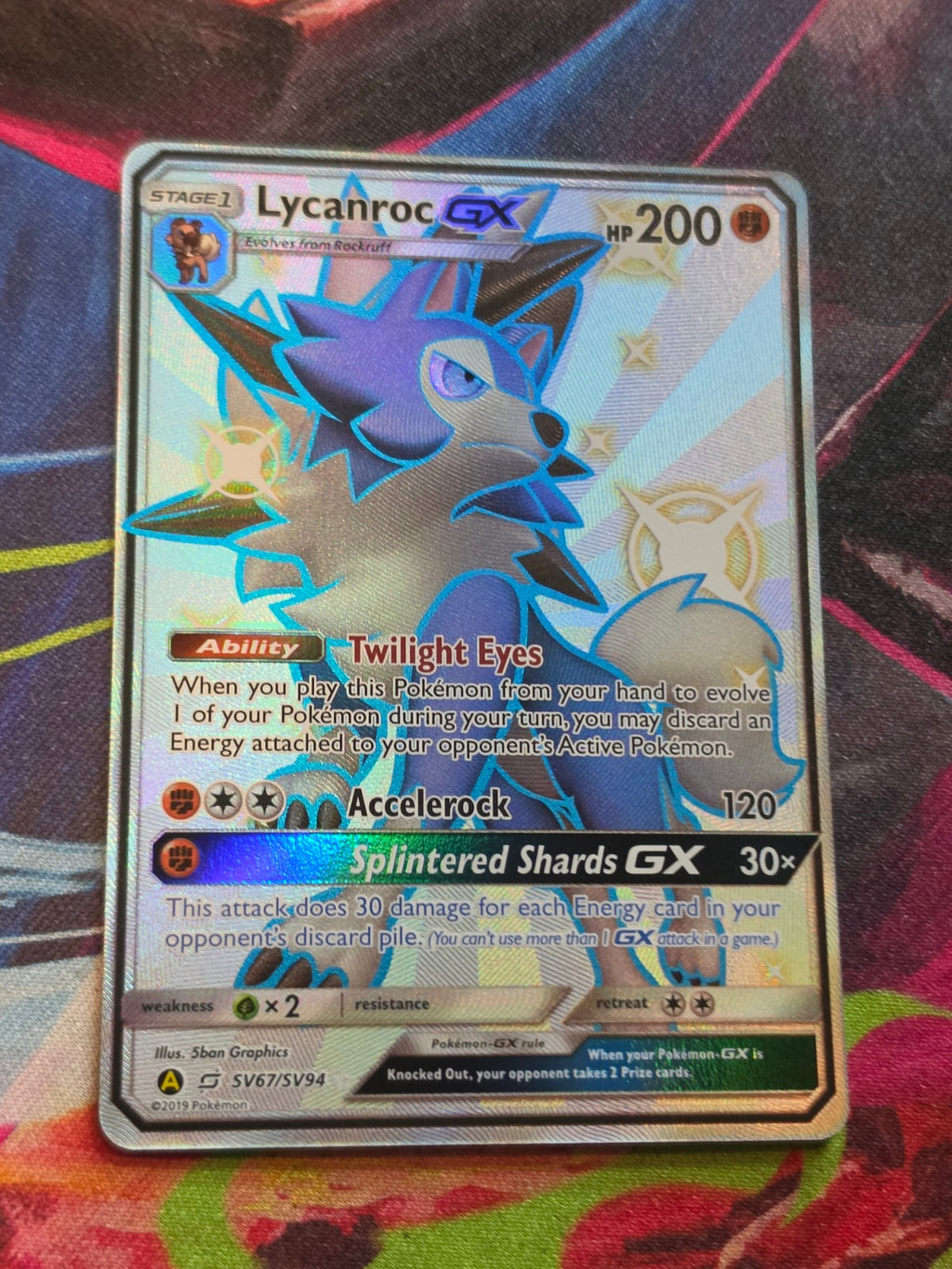 Lycanroc GX Shiny Holo Rare Hidden Fates: Shiny Vault SV67/SV94 NM Pokemon
