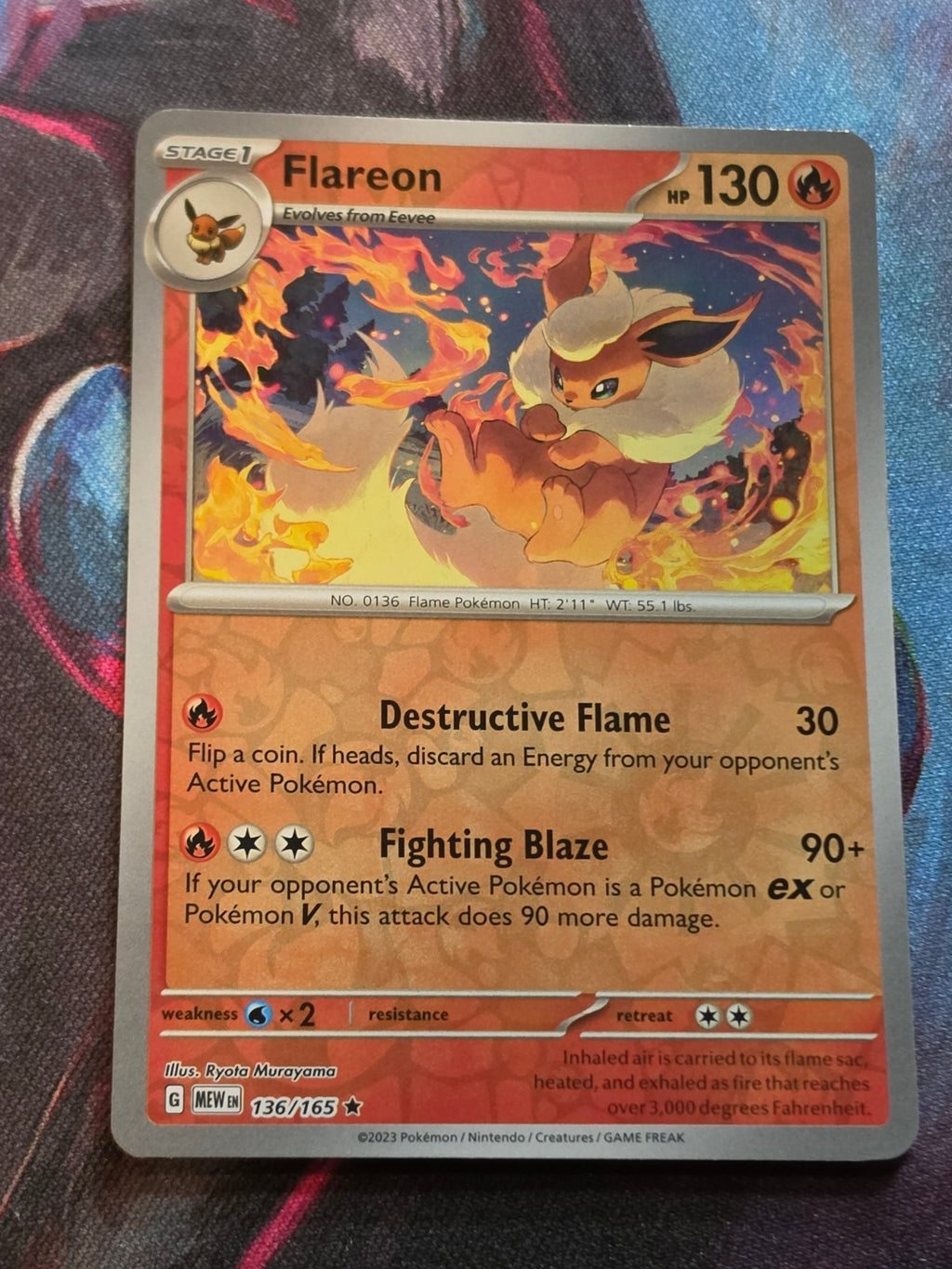 Flareon Reverse Holo Rare Scarlet & Violet 151 136/165 NM Pokemon