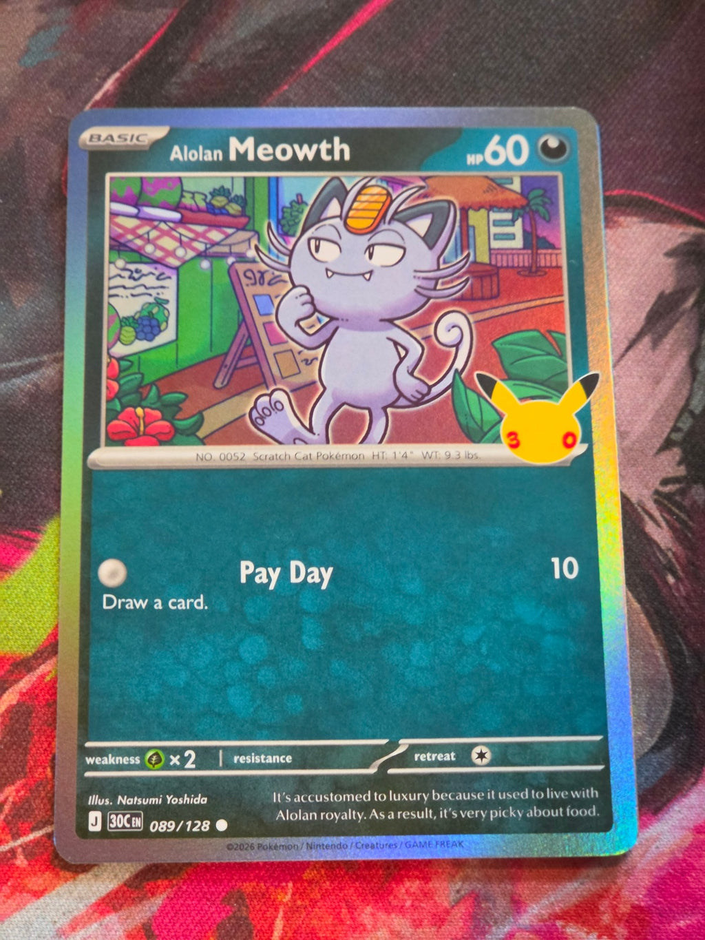 Alolan Meowth Common ME: 30th Celebration 089/128 NM Pokemon