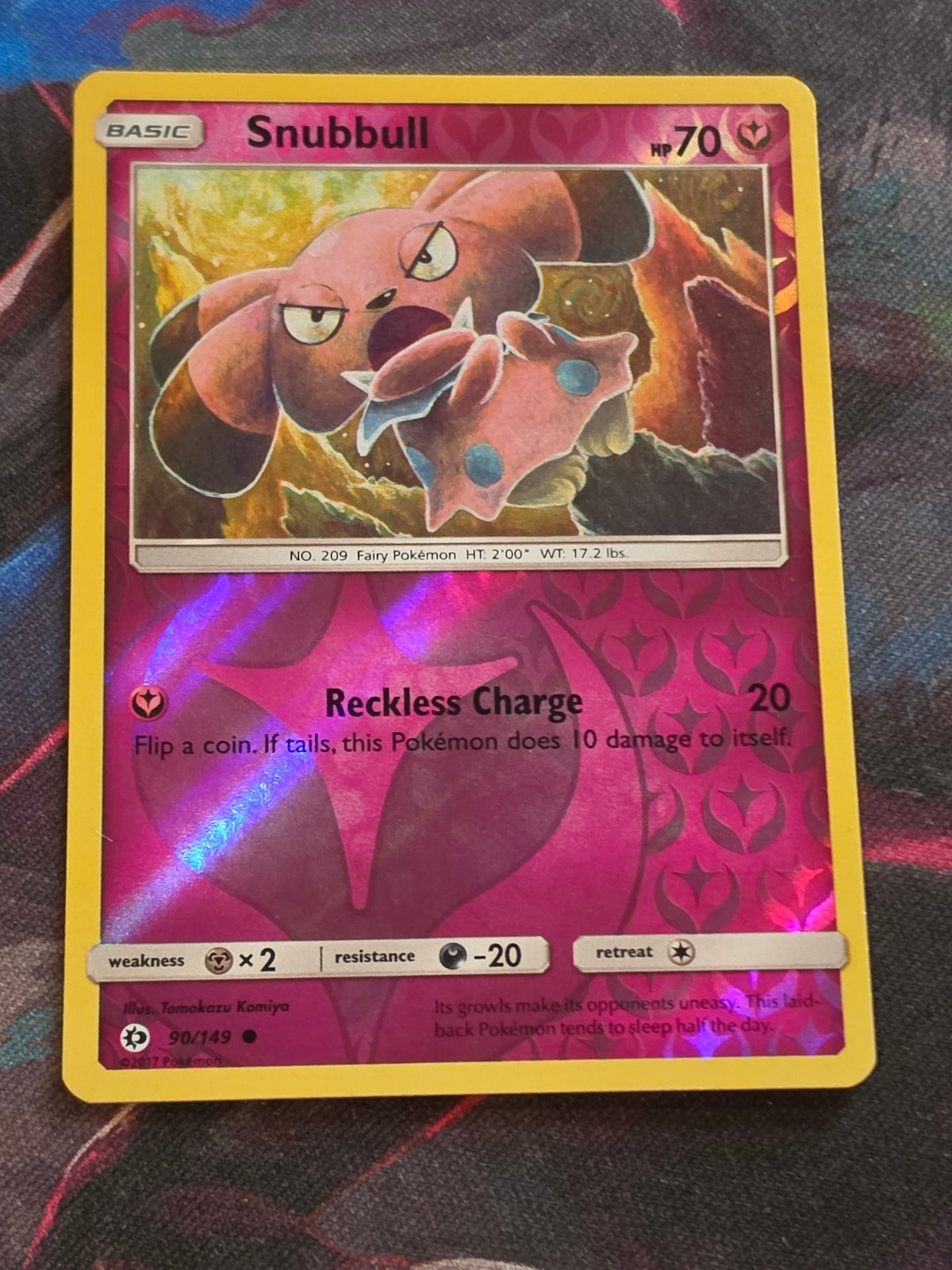Snubbull - 90/149 - SM Base Set - Common - Reverse Holo - NM - Pokemon