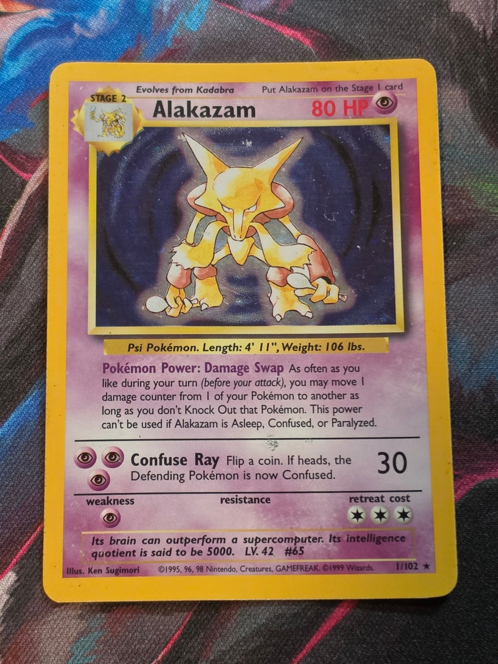 Alakazam Holo Rare Base Set 001/102 MP Pokemon