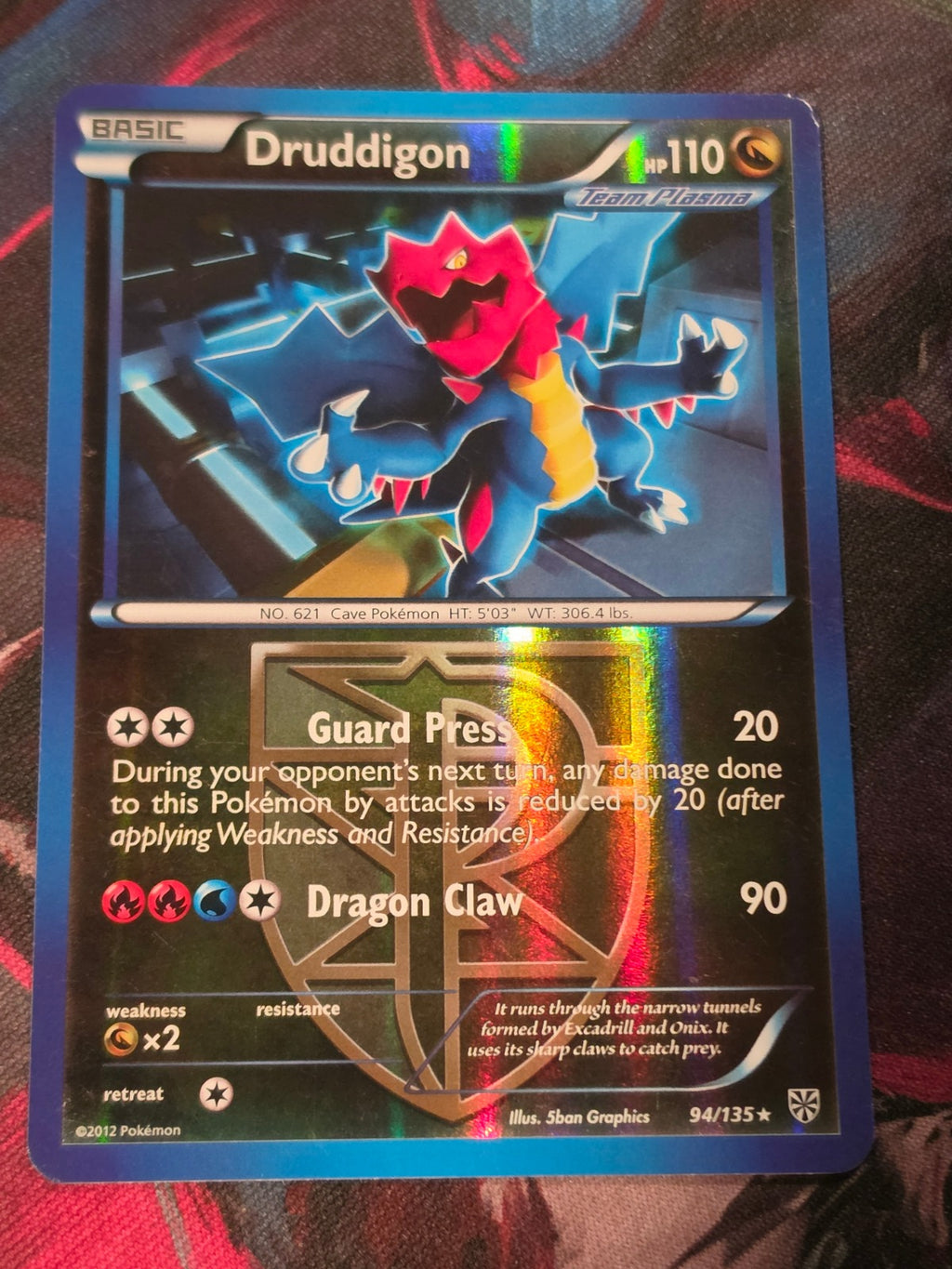 Druddigon (Team Plasma) - 94/135 - Plasma Storm - Rare - Reverse Holo - LP - Pokemon