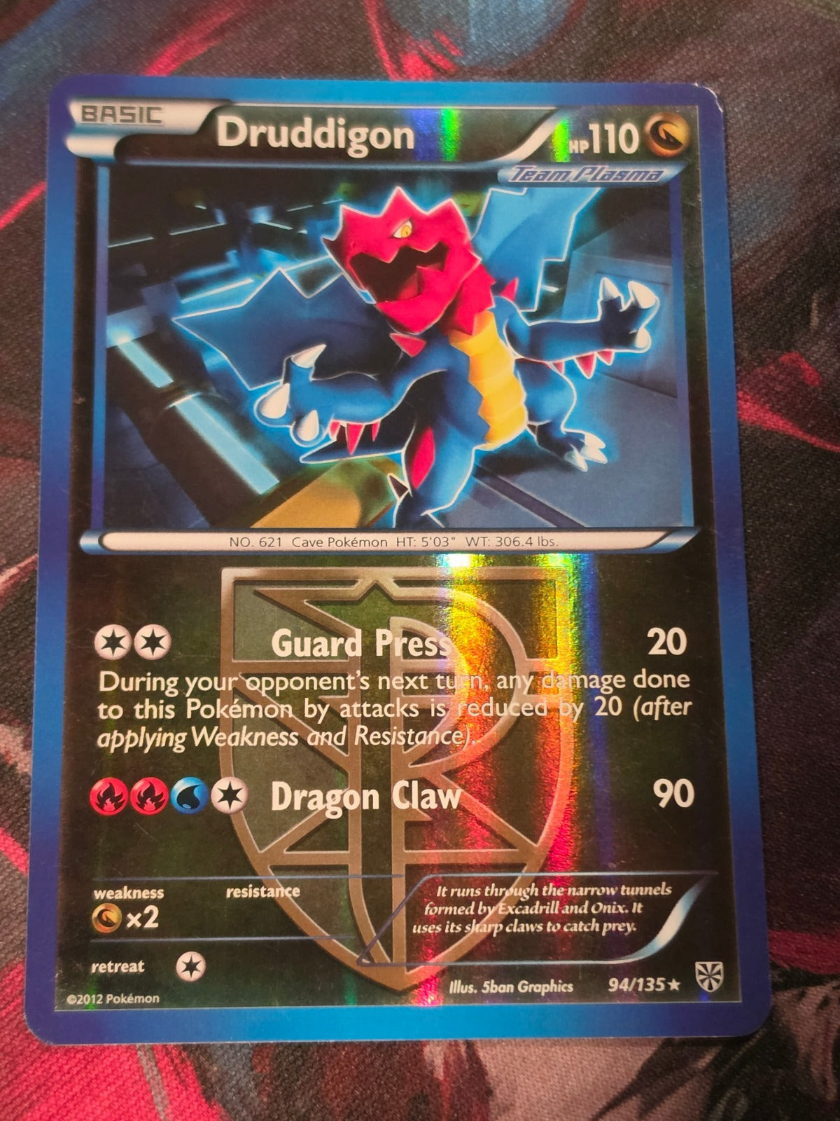 Druddigon (Team Plasma) - 94/135 - Plasma Storm - Rare - Reverse Holo - LP - Pokemon
