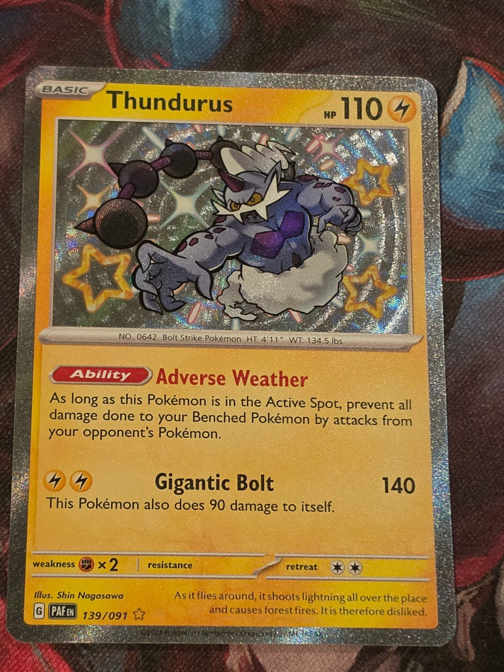 Thundurus Shiny Rare Paldean Fates 139/091 NM Pokemon